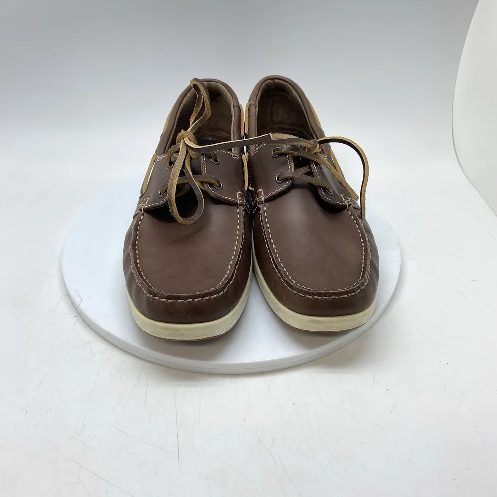 ECCO S-Lite Moc Boat Shoes Mens US 9.5 EU 43 Brown Leather Deck Loafers Lace Up
